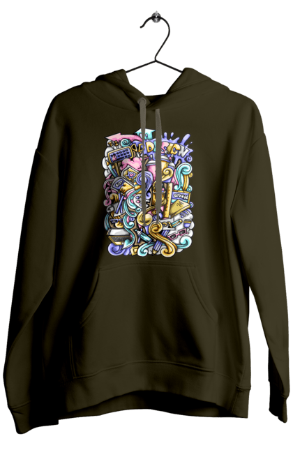 Чоловіче худі з принтом "Школа навчання". Зошит, калькулятор, канцелярія, навчання, олівець, ручка, школа. 2070702