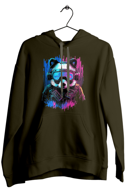 Чоловіче худі з принтом "Панда в VR шолом". Віртуальна реальність, гік, панда, персонаж, шолом. 2070702