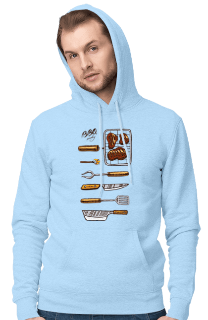 Чоловіче худі з принтом "Барбекю Паті". Барбекю, м`ясо, смажити. 2070702