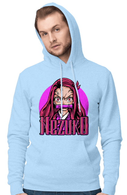 Men's hoodie with prints Demon Slayer Nezuko. Anime, demon slayer, kimetsu no yaiba, manga, nezuko, serial. 2070702