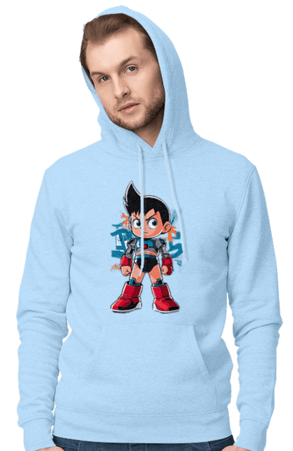 Мужское худи с принтом AstroBoy. Astro boy, андроид, аниме, манга, могучий атом, приключения, робот, сериал, фантастика. 2070702