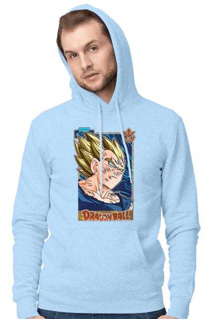 Men's hoodie with prints Dragon Ball Vegeta. Anime, dragon ball, goku, majin vegeta, manga, tv series, vegeta. 2070702