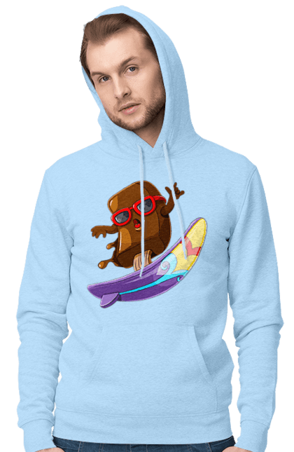 Чоловіче худі з принтом "Мороженко На Серфі". Літо, морозиво, окуляри, серфінг. 2070702