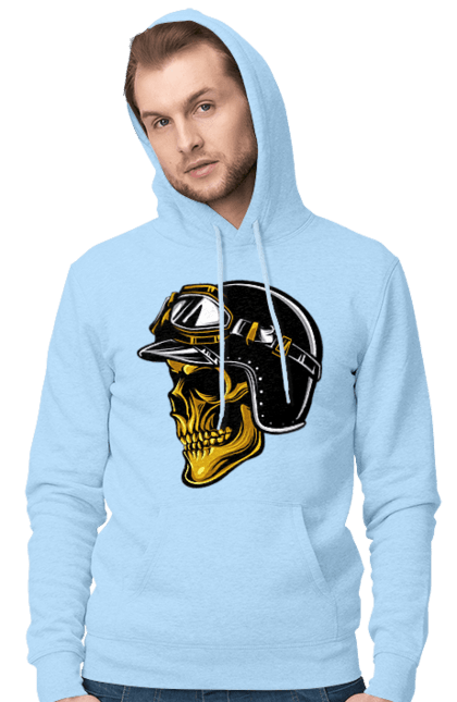 Чоловіче худі з принтом "Череп в мотошоломі". Крутий, очі, череп, шолом. 2070702