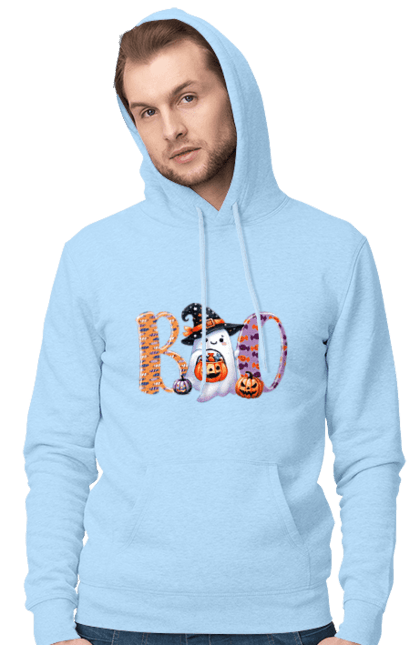 Men's hoodie with prints Halloween Ghost. Costume, ghost, halloween, holiday, october, october 31, scary, sweets, trick or treat. 2070702