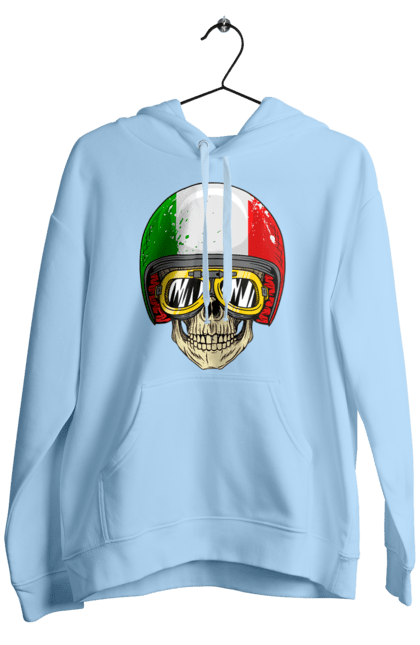 Чоловіче худі з принтом "Череп в мотошоломі". Мото, окуляри, череп, шолом. 2070702