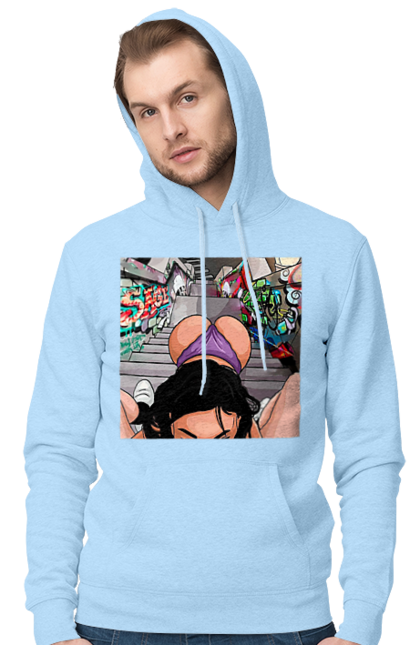 Чоловіче худі з принтом "Дівчина На Колінах Перед Хлопчиною". Гола, жопа, на колінах, смоктати. 2070702