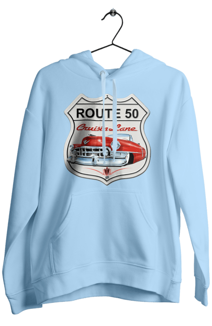 Men`s hoodie with prints Route 50. Bike, biker, biker club, bikers club, brother, brutal, dude, hot asphalt, hot horse, hot rod, motorcycle, motorcyclist, real man, road 50, road 66, road 80, roads of america, roads of ukraine, roads we choose, speed, take, thirst for speed. 2070702