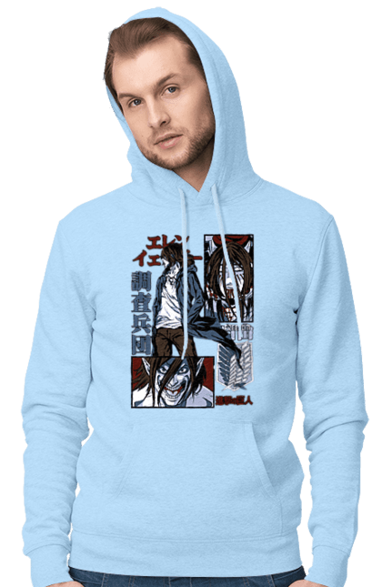 Men's hoodie with prints Attack on Titan Eren. Action film, anime, attack on titan, dark fantasy, drama, eren, eren jaeger, manga, post-apocalyptic. 2070702