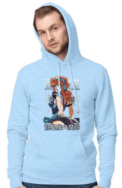 Men's hoodie with prints Saint Seiya Eagle Marin. Anime, cosmo, eagle marin, manga, saint seiya, seiya, silver saint. 2070702