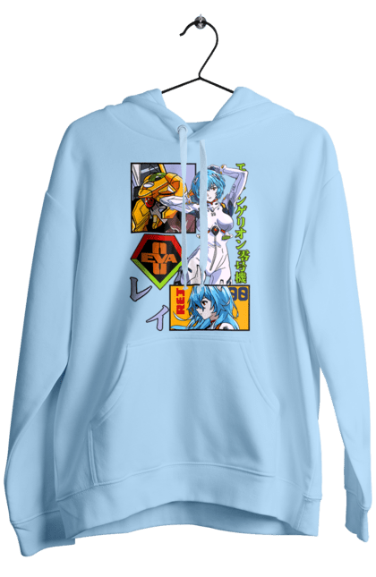 Men's hoodie with prints Evangelion Rei. Anime, evangelion, eve, kaoru, manga, rei ayanami, shinji. 2070702