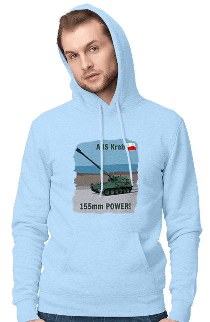 Men`s hoodie with prints 155mm Power! AHS Krab olive. Ahs krab, artillery, crab, howitzer, poland, self propelled. 2070702