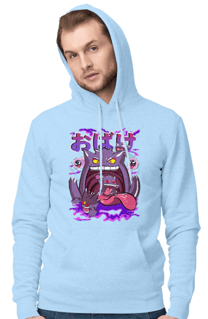 Men`s hoodie with prints Pokemon Gengar. Anime, fushigibana, games, gengar, nintendo, pokemon, pokemon go. 2070702