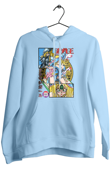 Men's hoodie with prints Yu Gi Oh! Dark Magician Girl. Anime, black magician, dark magician, dark magician girl, manga, yu gi oh, yugio. 2070702