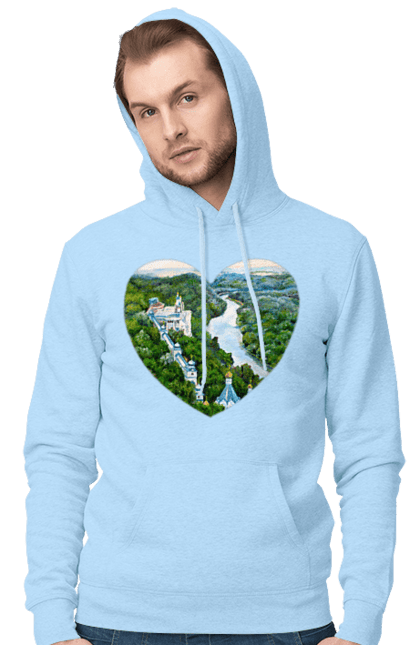 Men`s hoodie with prints Святогорская лавра. Church, donetsk region, forest, landscape, monastery, river, svyatogorsk, ukraine. 2070702