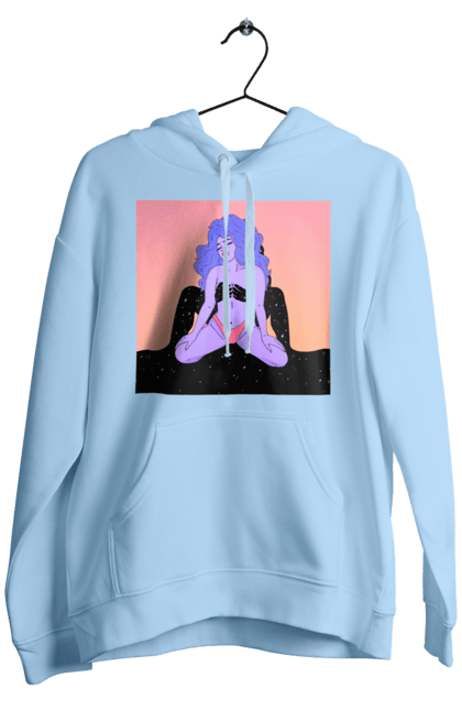 Чоловіче худі з принтом "Фіолетова Дівчина В Трусиках". Інопланетянка, у трусах. 2070702