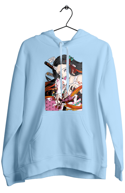Men`s hoodie with prints Demon Slayer Nezuko. Anime, demon slayer, kimetsu no yaiba, manga, nezuko, serial. 2070702