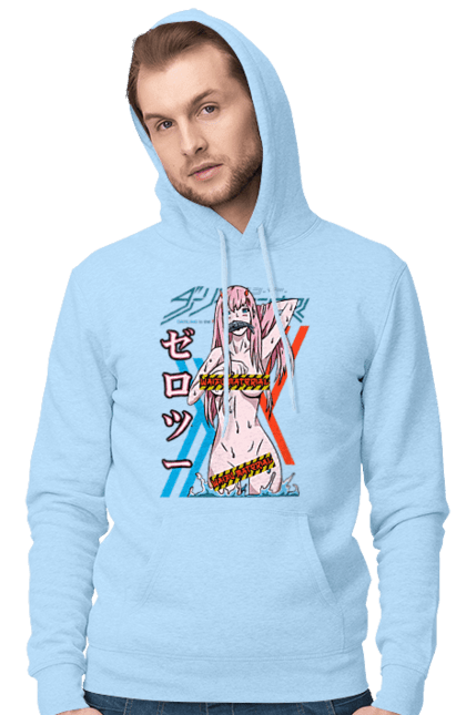 Мужское худи с принтом Милый во Франксе Zero Two. Anime, manga, zero two, аниме, зеро ту, манга, милый во франксе, ноль два. 2070702