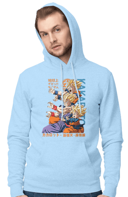 Men's hoodie with prints Dragon Ball. Anime, dragon ball, goku, manga, tv series, vegeta. 2070702