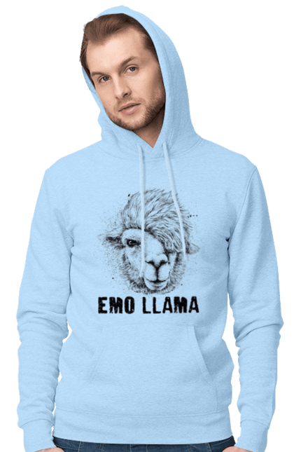 Чоловіче худі з принтом "Емо Лама". Alpaca, animals, distressed, emo, funny, llama, vintage, емо, лама. 2070702