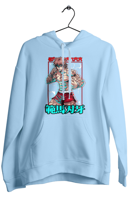 Men's hoodie with prints Hanma Baki. Anime, baki fighter, hanma baki, manga, martial arts, tv series. 2070702