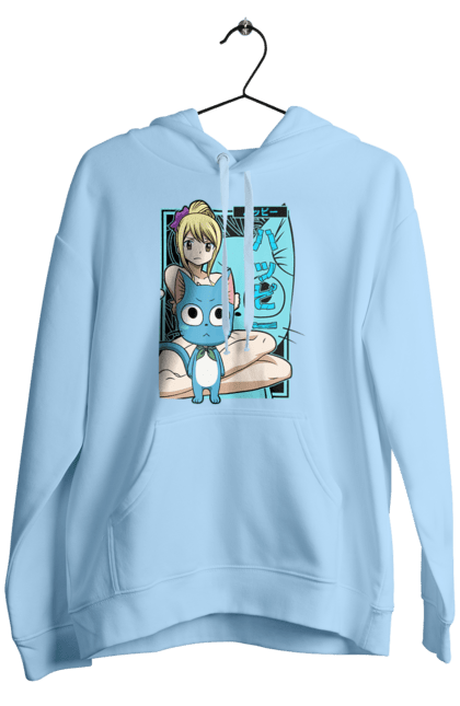 Men's hoodie with prints Lucy Heartfilia. Anime, fairy tail, happy, lucy, lucy heartfilia, manga. 2070702