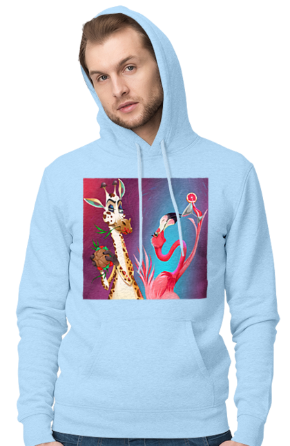 Чоловіче худі з принтом "Жираф І Фламінго На Вечірці". Жираф, їжа, коктейль, фламінго. 2070702