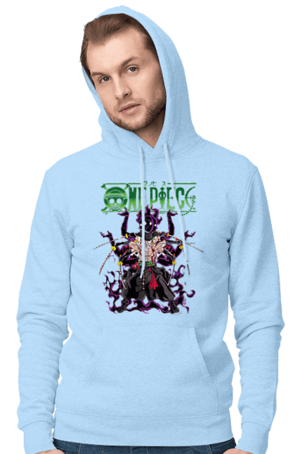 Men's hoodie with prints One Piece Zoro. Anime, manga, one piece, roronoa zoro, straw hat pirates, swordsman, zoro. 2070702