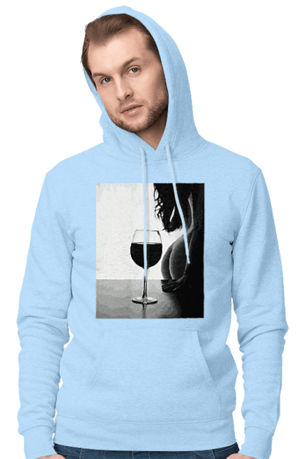 Чоловіче худі з принтом "Келих вина". Вино у келиху, грація, знову п`ятниця, очікування, тіло жінки, форми жіночого тіла. 2070702