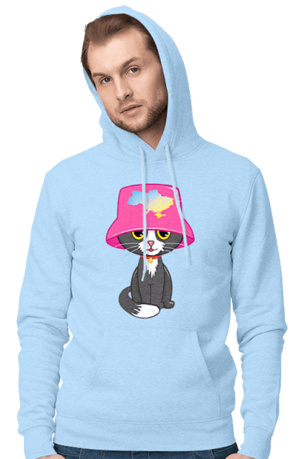Чоловіче худі з принтом "Котик з картою україни". Євробачення, калош, кіт, котик, музика, панама калоша, символ україни, україна. 2070702