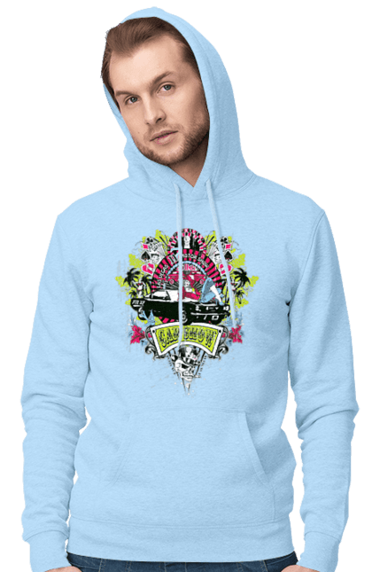 Men`s hoodie with prints Car Show, Summer. Automobile, cards, money, palm, show. 2070702