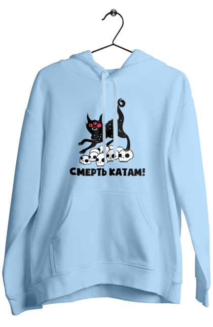 Мужское худи с принтом Смерть палачам. Война, котик, коты, патриотическое, украинское, фраза, фразы, череп. 2070702