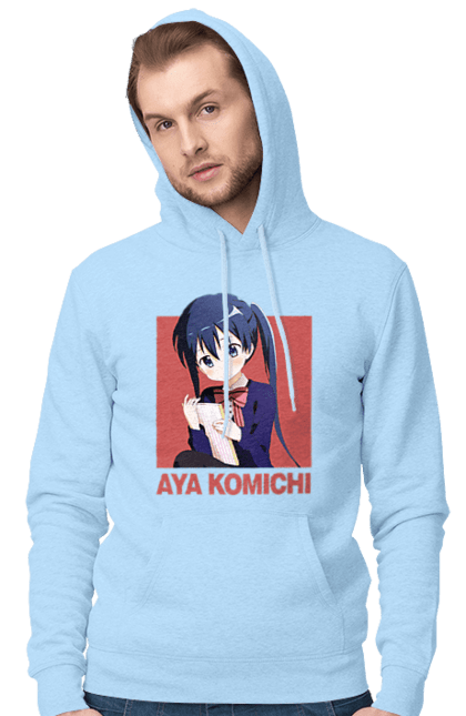 Men's hoodie with prints Kiniro Mosaic Aya Komichi. Anime, aya komichi, gold mosaic, kiniro mosaic, kinmoza, manga. 2070702