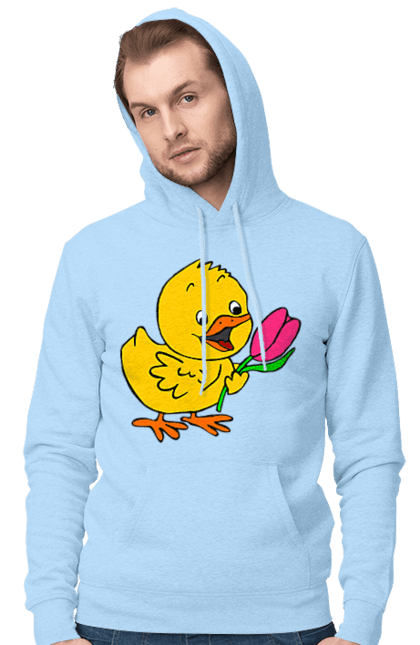 Чоловіче худі з принтом "Курча З Тюльпаном". Курча, тюльпан. 2070702