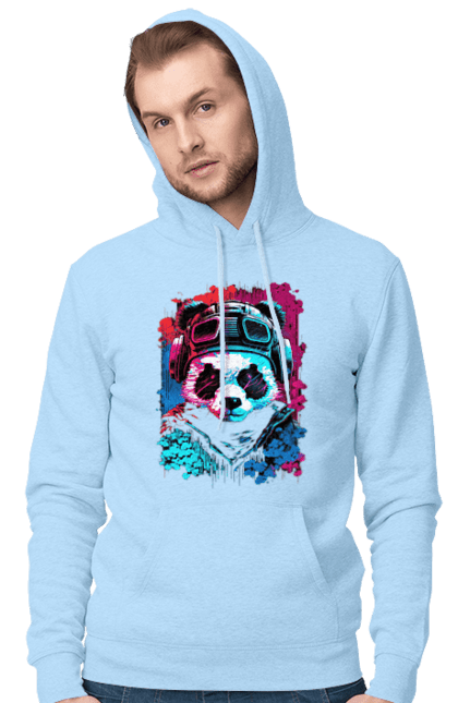 Чоловіче худі з принтом "Панда в VR шолом". Віртуальна реальність, гік, панда, персонаж, шолом. 2070702