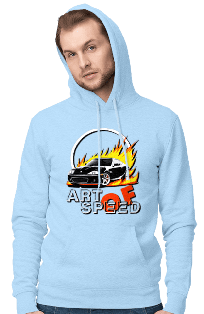 Men`s hoodie with prints Car on fire. Auto, car on fire, drift, race, speed, sport, sports car. 2070702