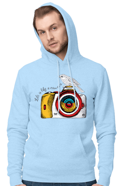 Men`s hoodie with prints Camera And Bird. Birdie, camera, photographer. 2070702