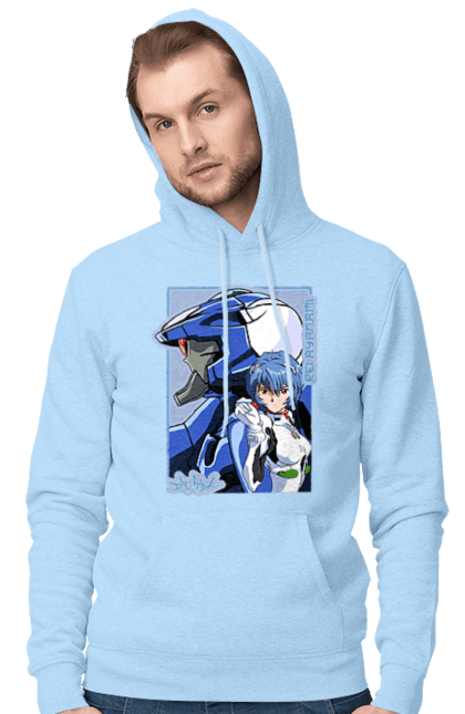 Men's hoodie with prints Evangelion Rei. Anime, evangelion, eve, kaoru, manga, rei ayanami, shinji. 2070702