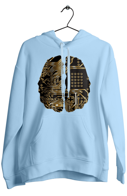 Чоловіче худі з принтом "Мозок Айті". Айті, айтішник, гик, знання, золотий, золото, інженер, кібер, кібернетика, кіборг, код, комп, кристал, мікросхема, мозок, програміст, професіонал, професія, розробник, розум, чіп. 2070702