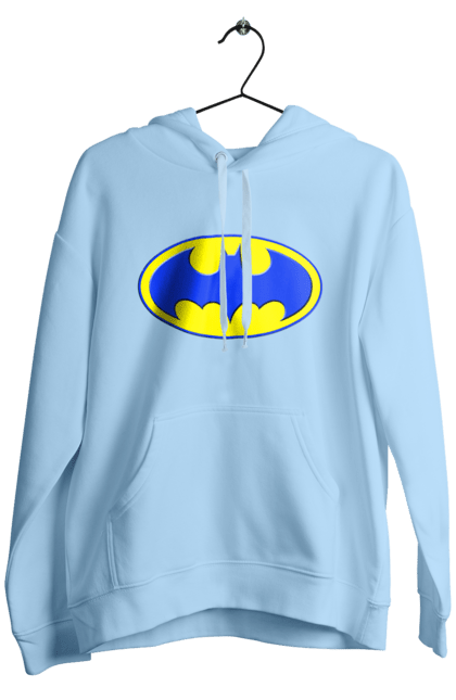 Чоловіче худі з принтом "Бетмен жовто блакитний логотип". Бетмен, бетмен логотип, україна. CustomPrint.market