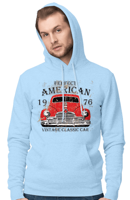 Чоловіче худі з принтом "Машина вінтаж, 1976". 1976, вінтаж, машина. 2070702