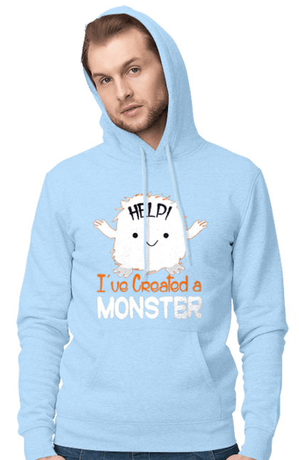 Men`s hoodie with prints Help! I've created a monster. Creation, halloween, help, holiday, monster. 2070702