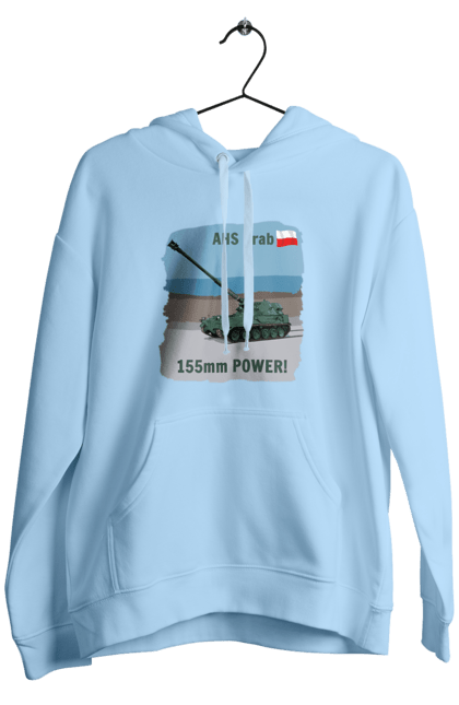 Men`s hoodie with prints 155mm Power! AHS Krab olive. Ahs krab, artillery, crab, howitzer, poland, self propelled. 2070702