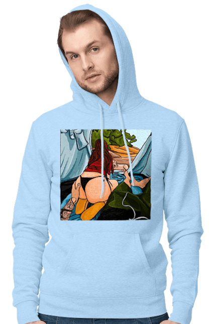 Чоловіче худі з принтом "Відпочинок З Улюбленою У Палатці". Відпочинок, жопа, палатка, собака. 2070702