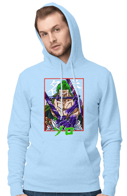 Men's hoodie with prints One Piece Zoro. Anime, manga, one piece, roronoa zoro, straw hat pirates, swordsman, zoro. 2070702