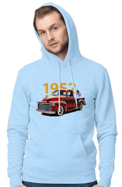 Мужское худи с принтом Chevrolet 3100. Chevrolet, chevrolet 3100, авто, грузовик, машина, пикап, шевроле. 2070702