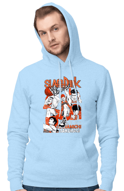 Мужское худи с принтом Слэм данк Сакураги Ханамичи. Hanamichi sakuragi, slam dunk, аниме, баскетбол, манга, сакураги ханамичи, сёнен, слэм-данк, спокон, спортивное аниме. 2070702