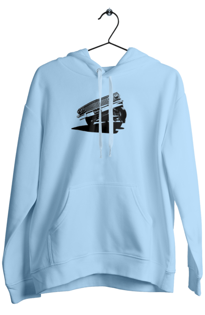 Чоловіче худі з принтом "Автомобіль". Автомобіль, імпала, класика, лоурайдер, шевроле. 2070702