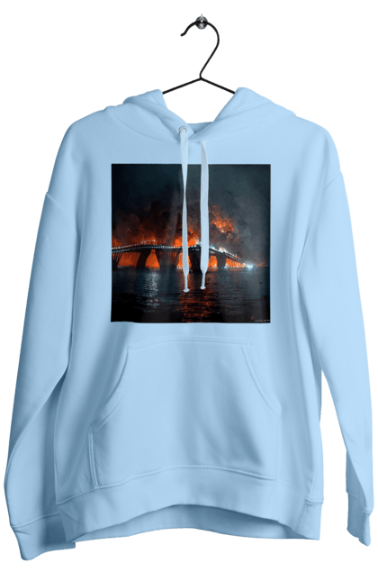 Чоловіче худі з принтом "Кримський мост горить". Армія росії, армія україни, годить, зсу, крим, мост, удар, удар зсу. 2070702