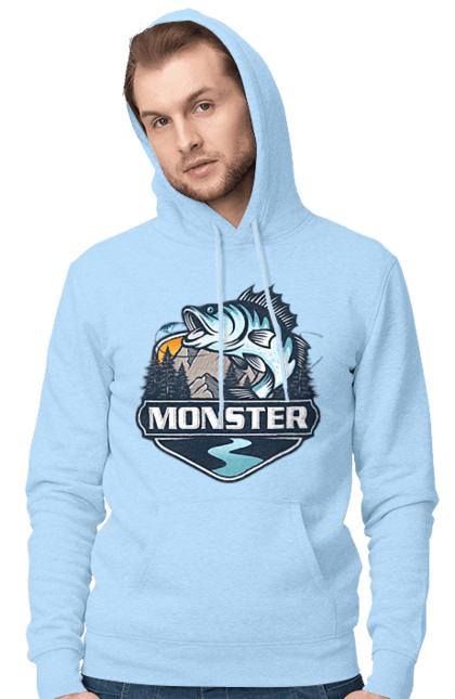 Чоловіче худі з принтом "Рибалка". Монстер, рибак, рибалка, хоббі. 2070702